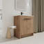 Armoire de salle de bain autoportante avec lavabo et 2 portes d'armoire à fermeture en douceur-107663759