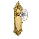 Victorian Plate with Decorative Keyhole and Oval Fluted Crystal Door Knob