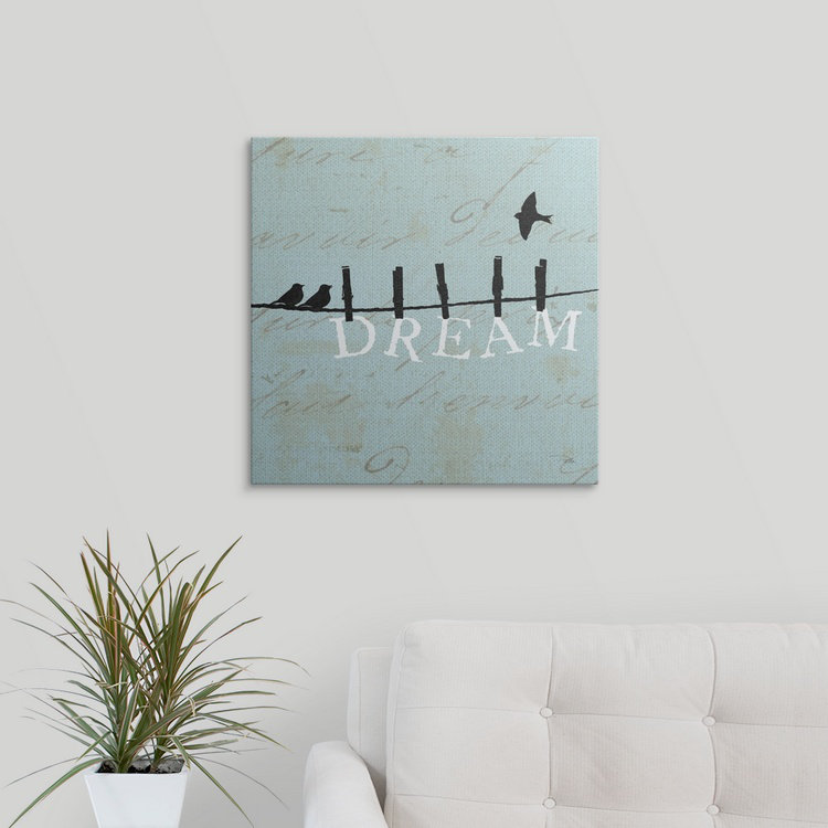 « oiseaux on a wire square-rêve », impression sur toile d’alain pelletier, H 20 po x l 20 po x P 1,5 po, Toile