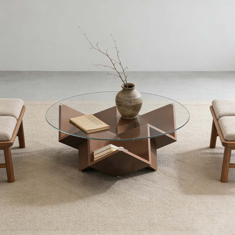 Table basse avec plateau en verre ound