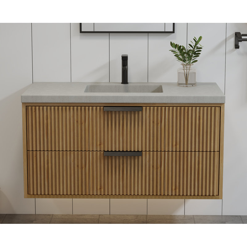 Maxbano 42" Floating Bathroom Vanity with Cement Single Sink
