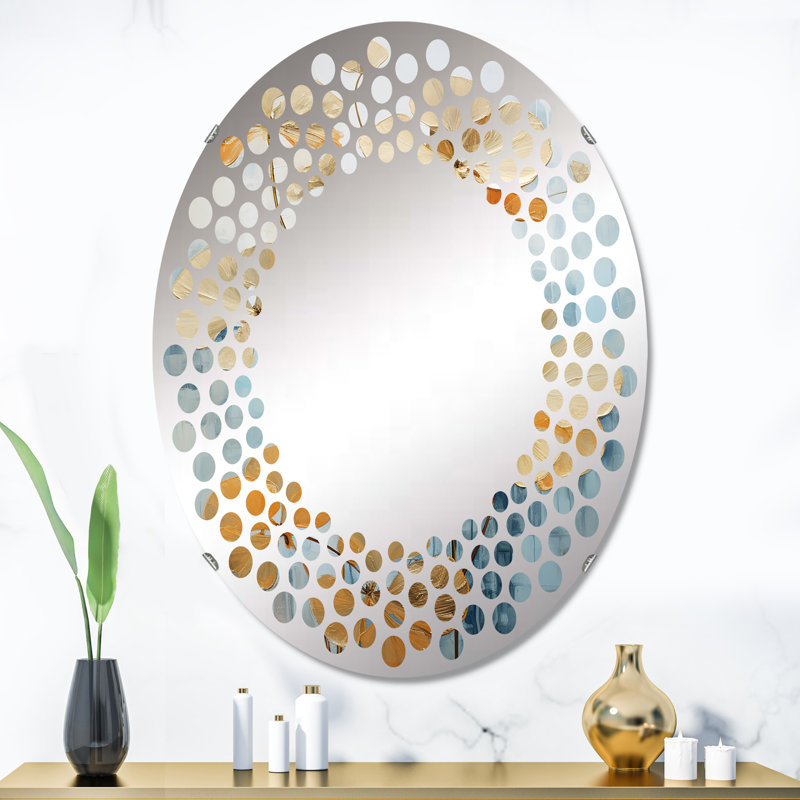 Miroir mural à pois dorés géraniums Bloom I - MIR113122 - Ovale, L 24 po x H 36 po