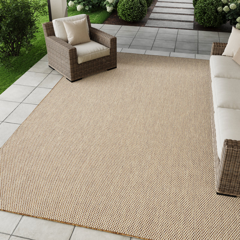 Cafiero Jute Ivory Modern Indoor/Outdoor Rug, Rectangle 8' x 10'