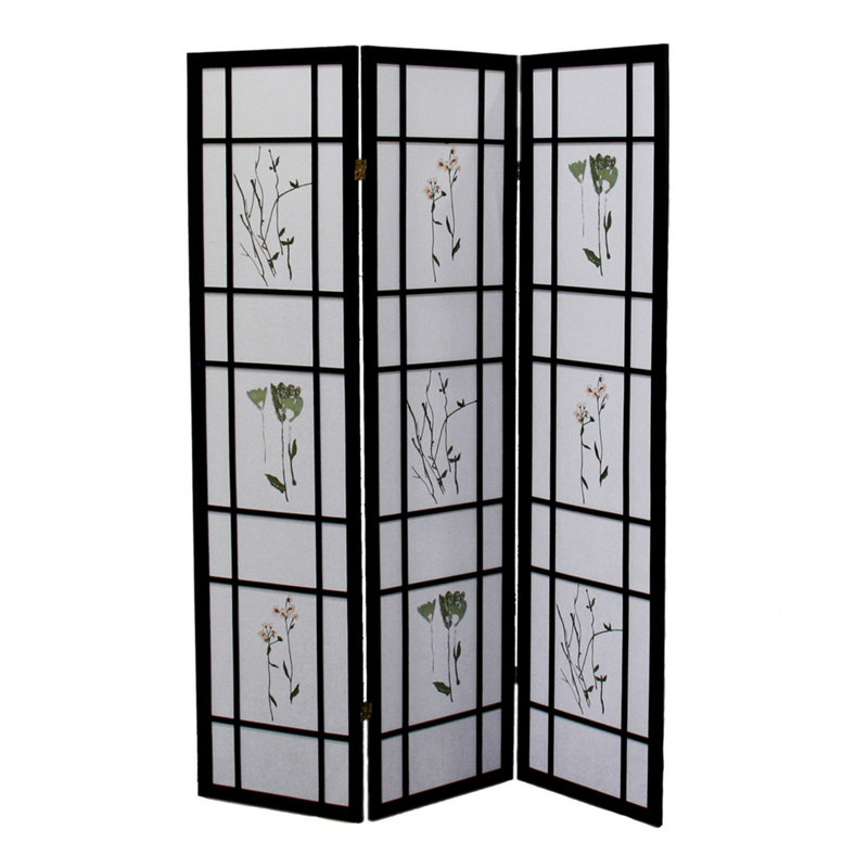 Cloison 70 "à 3 panneaux 70" Shoji, Noir, H 70 po x l 50 po x P 6 po