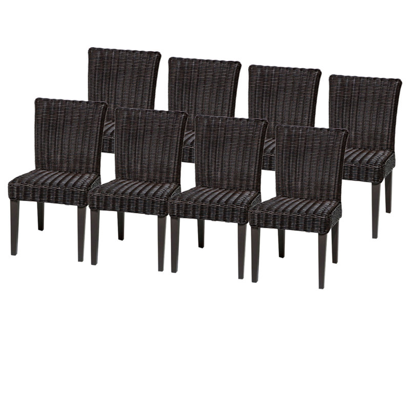 Anishia High-Density Polyethylene (HDPE) Wicker Premium All-Weather Wicker Dining Side Chair with Cushion