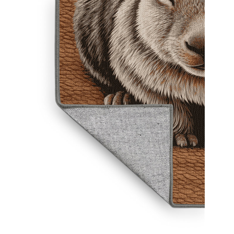 Washable Rock Hyrax Wildlife Area Rug, Square 5'
