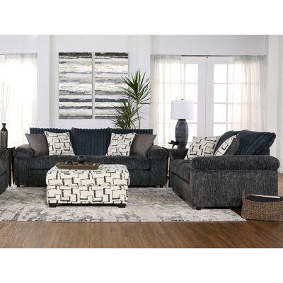 Oliwier Wide Wale Corduroy Sofa, Loveseat, and Ottoman Set, Parchment