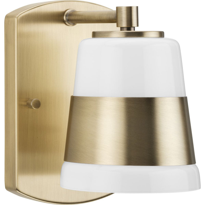 Markail Dimmable Bath Sconce, Vintage Brass/White, Vintage Brass
