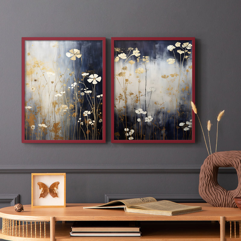 FLORAL Series CCCCXC - reproduction encadrée de qualité supérieure - prête à être accrochée - aucun clou requis - aucun clou requis