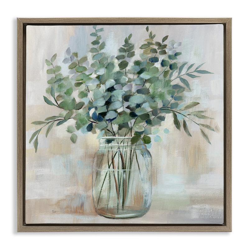 Art mural sur toile flottante apaisante à l'eucalyptus, Cadre flottant orme Montalcino, H 25 po x l 25 po