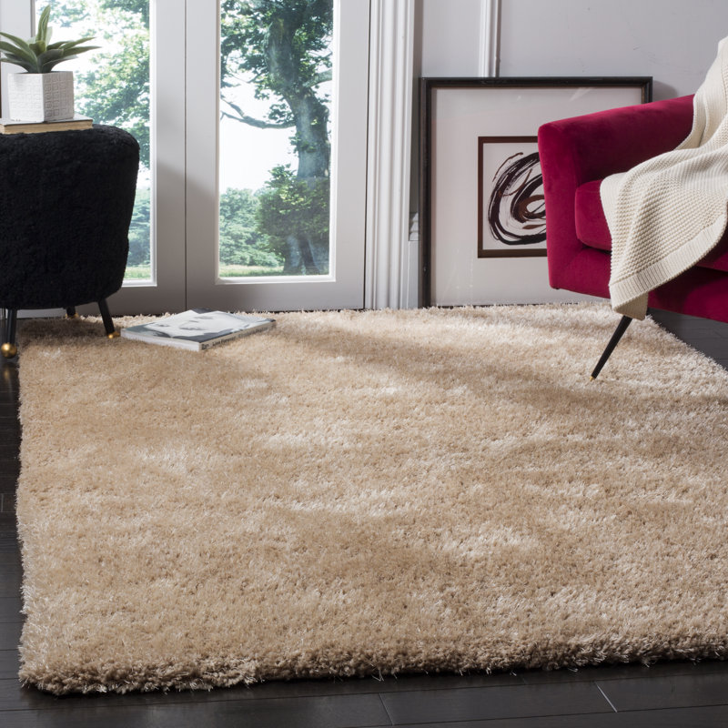 Winnett Shag Hand Tufted Performance Solid Color Rug, Rectangle 5' x 7'