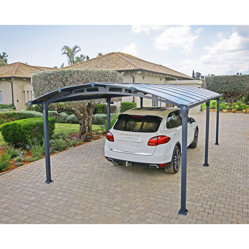 Gray Aluminum and Steel Carport Kit with Polycarbonate Roof