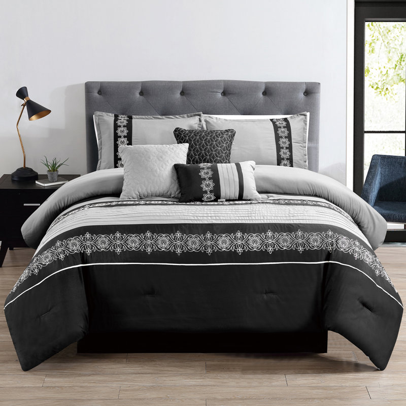 Ensemble d'édredon en microfibre 7 pièces Bergenfield, Édredon grand