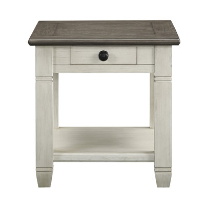 Coffee & Antique Gray End Table - Wooden Living Room Furniture with Drawer & Shelf