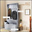 Arbre d'entrée 38 po 3 en 1 avec banc de rangement, portemanteau et range-chaussures, gris