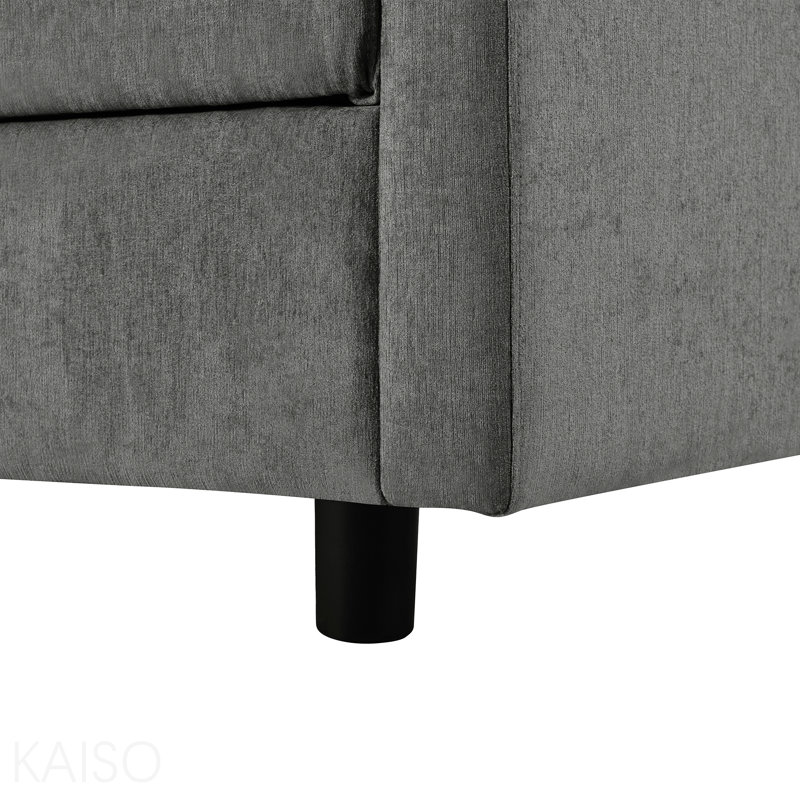 Canapé modulaire en chenille de 107 po - 3 pièces, méridienne incurvée, 3 coussins - multi-pièces, Grey Chenille