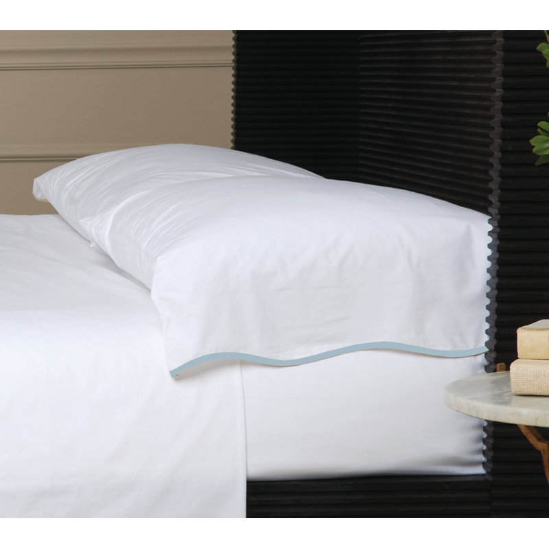 Ensemble de 2 taies d'oreiller pour chambre d'amis Skylar, Blanc / bleu français, Taie d’oreiller standard
