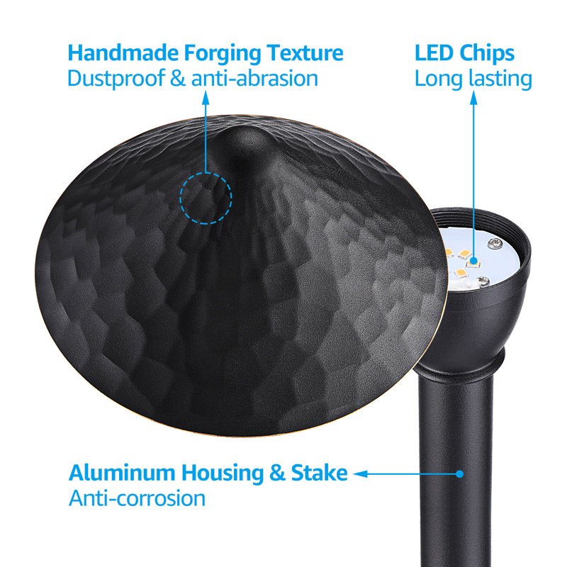 LED Pathway Landscape Light Hardwired 3000K Warm White, Black