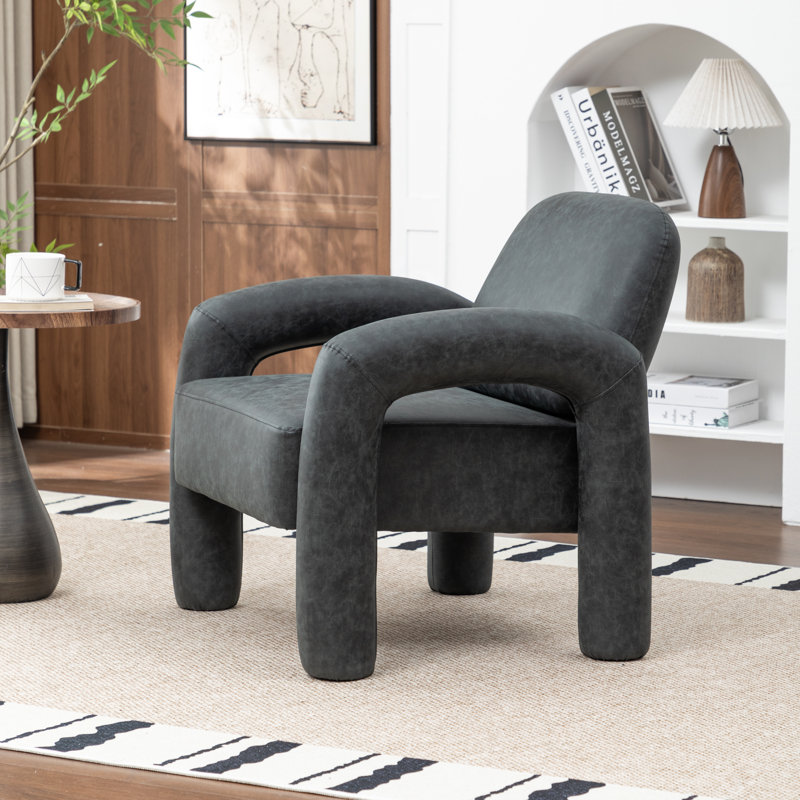 Iryanna Upholstered Faux Leather Armchair, Black