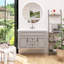 Meuble-lavabo mural simple de style français avec lavabo en céramique et porte à fermeture en douceur-129937459
