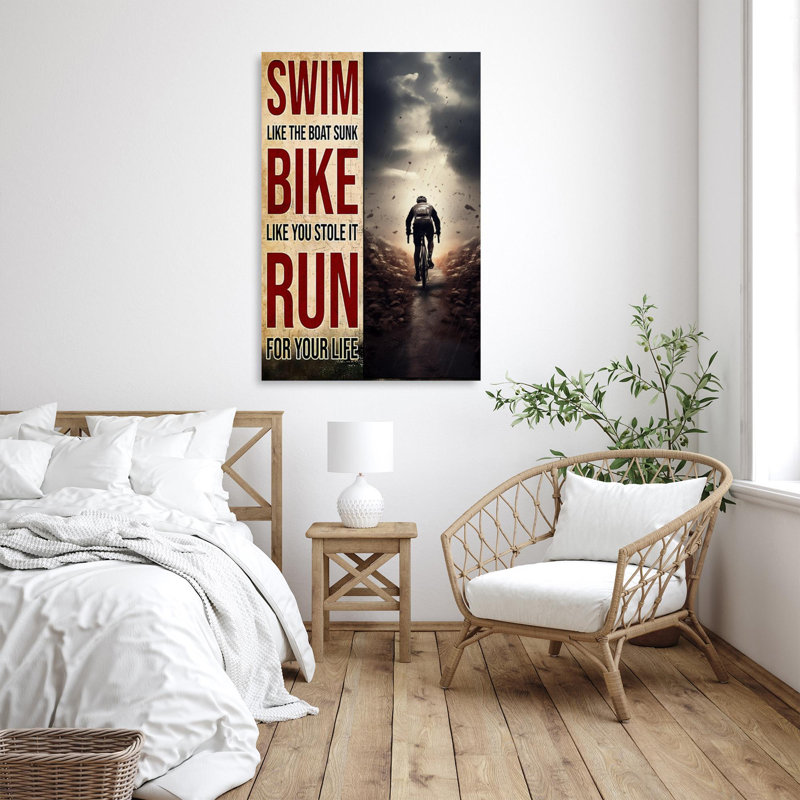«Maccarone Cycling Bike Like You Stole It», reproduction d'art graphique sur toile tendue 1 pièce