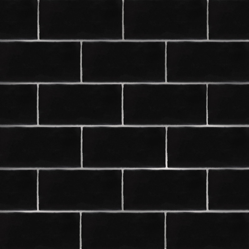 Castillo 3" X 6" Ceramic Subway Wall Tile, Black