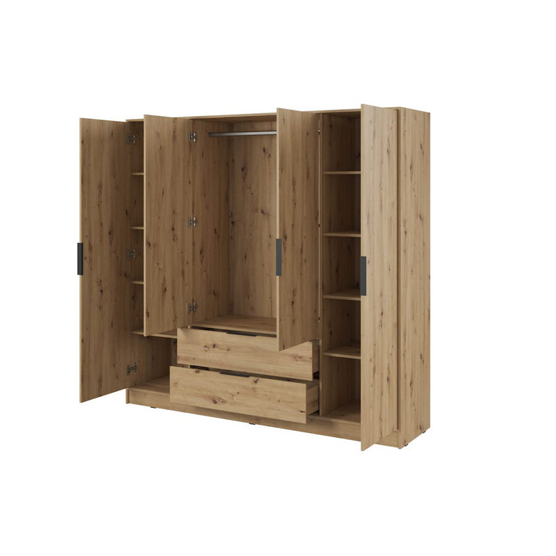 Bonface 4 Door Manufactured Wood Wardrobe, Oak