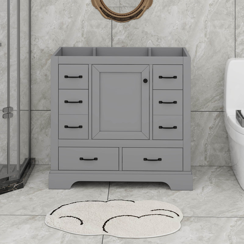 Meuble-lavabo 36 po sans lavabo, séparateur de tiroir multifonctionnel, tablette réglable, Gris
