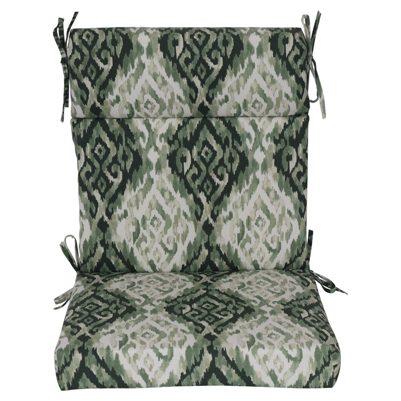 Outdoor Seat/Back Chair Cushion, Green/Lakat Mineral Abstract, 20" W x 20" D