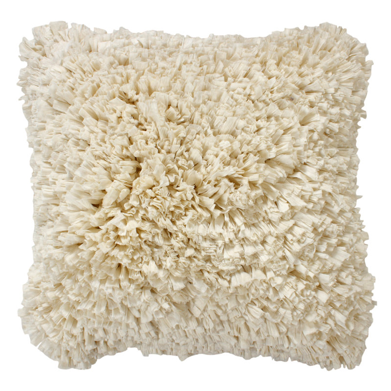 Paper Shag Cotton Reversible Throw Pillow, 20" H x 20" W, Ivory