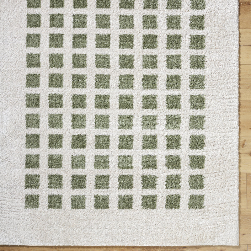 Machine Washable Shaggy Boho Grass Green Area Rug, Rectangle 120 x 170cm