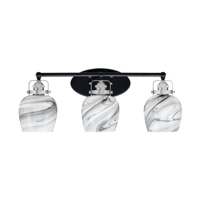 Barre d'éclairage de salle de bain 3 lumières avec verre tourbillon onyx 6 "Easton