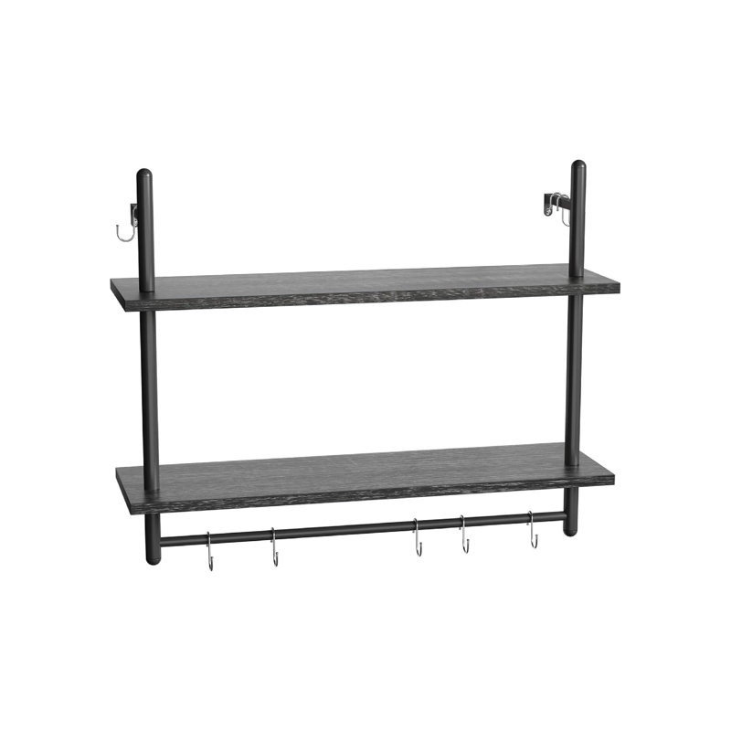 80cm W Metal Wall Mounted Shelving Unit, Matte Black