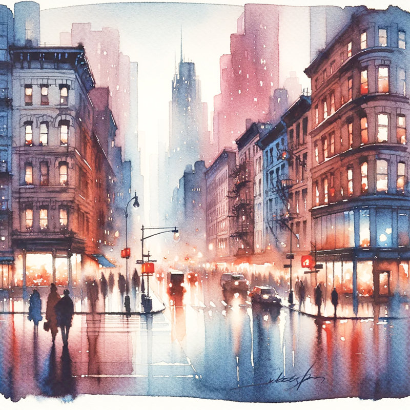Paysage urbain urbain Misty City Twilight, H 20 po x l 20 po x P 1,5 po