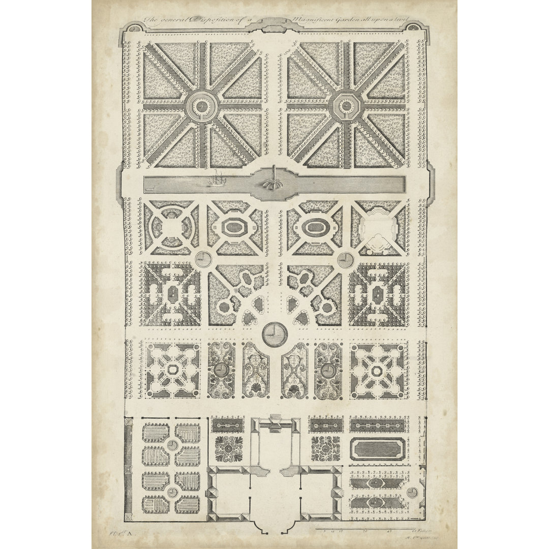 Leinwandbild Antique Garden Design IV von DeZallier d'Argenville