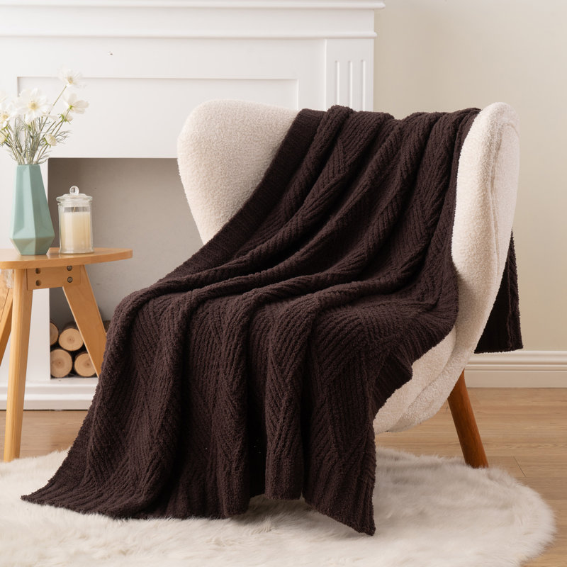 Couverture douce en peluche texturée, 50 po x 60 po, Brun