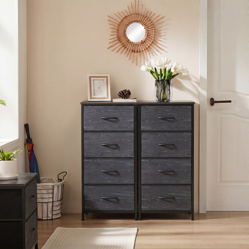 Commode de rangement 4 tiroirs Enegess, Black Wood