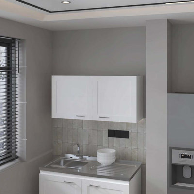 White Kitchen Wall Cabinet with 2 Doors