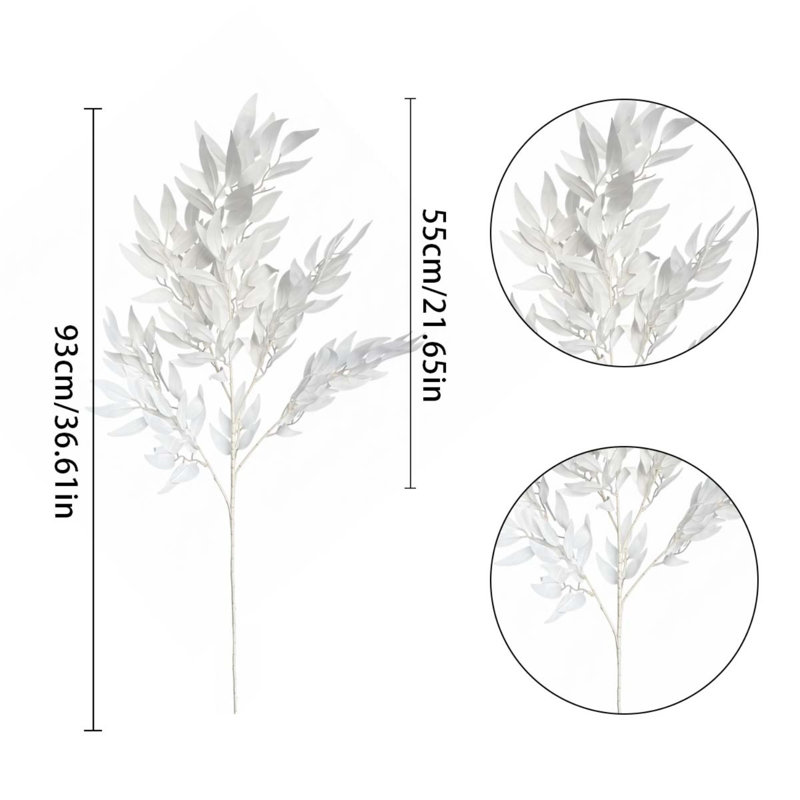 4 pièces de fausse tige de saule 36,6 pouces ramassage de feuilles artificielles branches de saule blanc