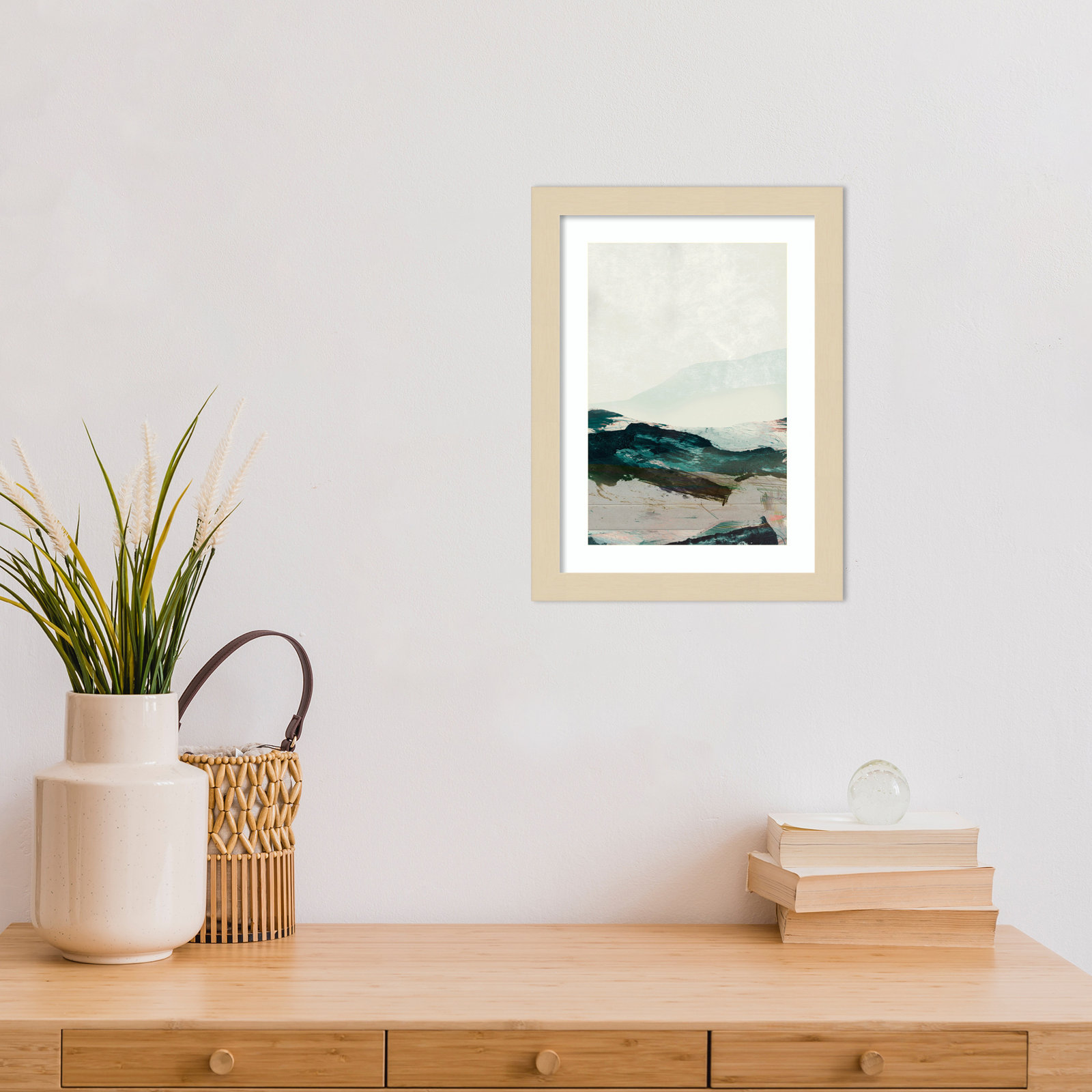 Cleve "Mountains No. 2" Print, Brown Framed, 13" H x 10" W