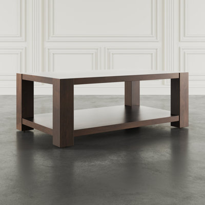 Bremen 50" Transitional Modern Block-Frame Coffee Table with Storage and Wheels