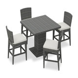 District Outdoor 5 - Piece Bar Height Dining Set with Cushions