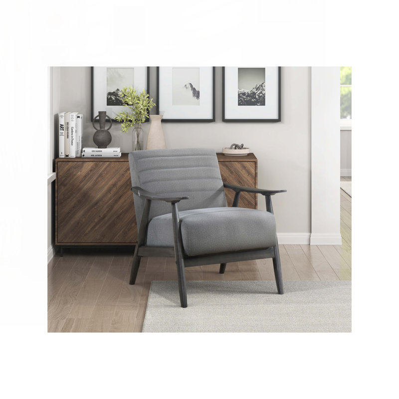 Fauteuil décontracté rembourré en velours à 4 pieds, Velours gris
