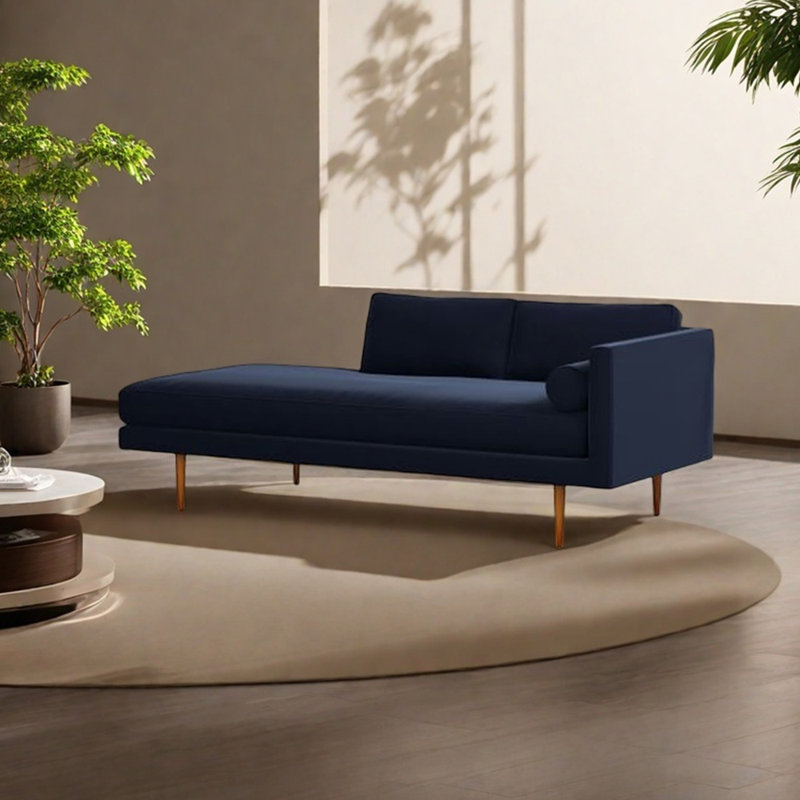 Fauteuil en velours léger et luxueux, Orienté à droite, Bleu très foncé