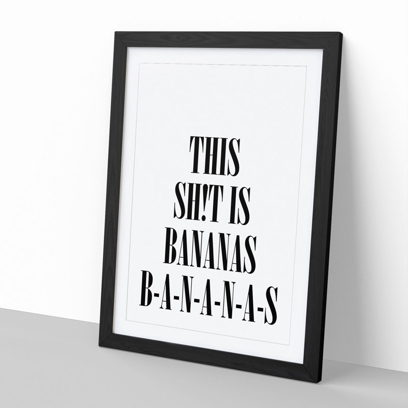 Bananas - Picture Frame Typography, 48cm H x 36cm W x 2cm D, Black