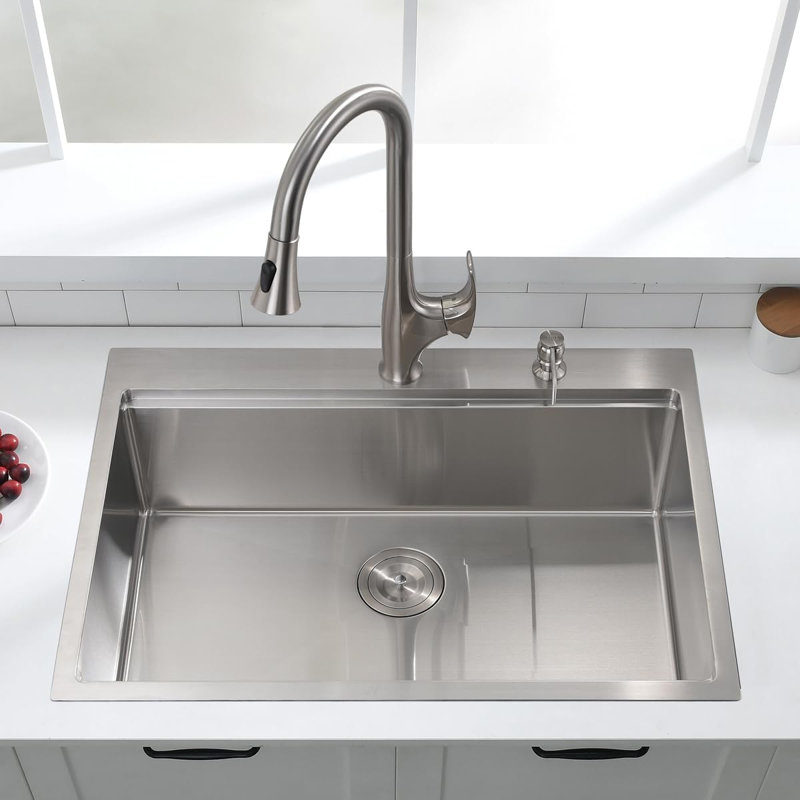 33 " L Drop-In Single Bowl Stainless Steel Kitchen Sink