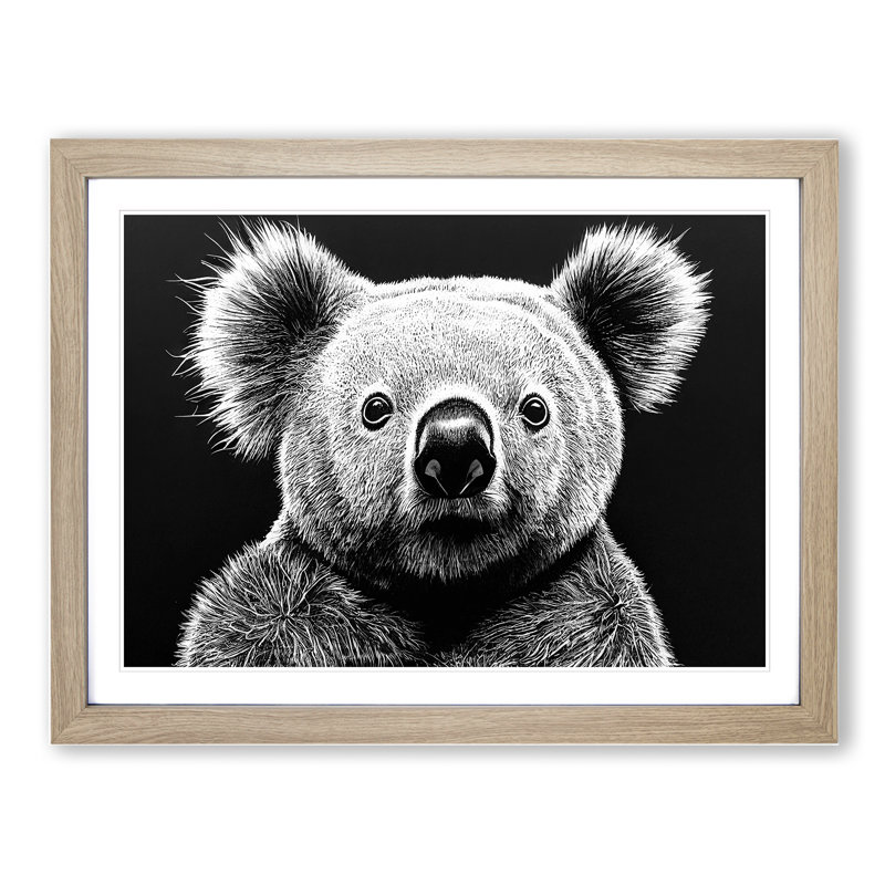 Koala Bear - Framed Print, 46cm H x 64cm W, Oak Framed