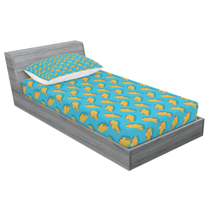 Ensemble de draps en microfibre à motif Taco, Ensemble de draps pour lit simple TG avec 1 taie d