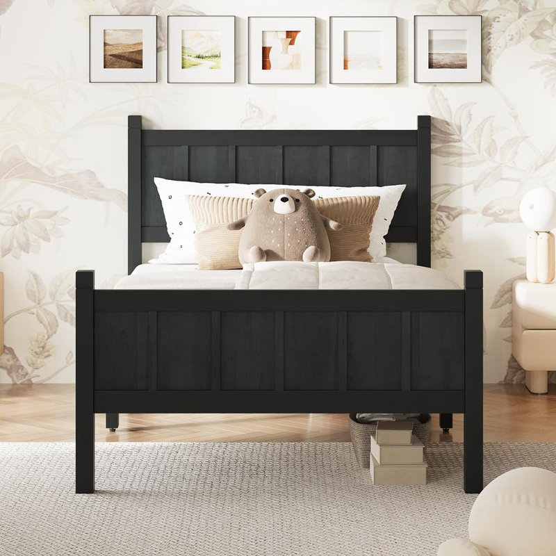 Lit plateforme simple de taille simple, Noir