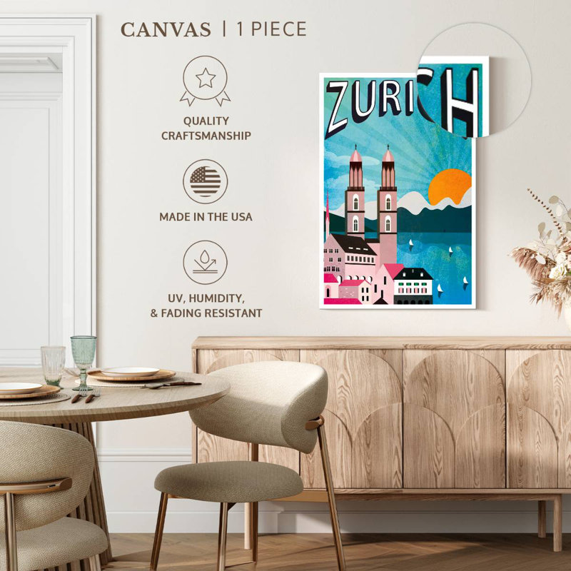 Affiche zurichoise de Zurich, H 24 po x l 16 po